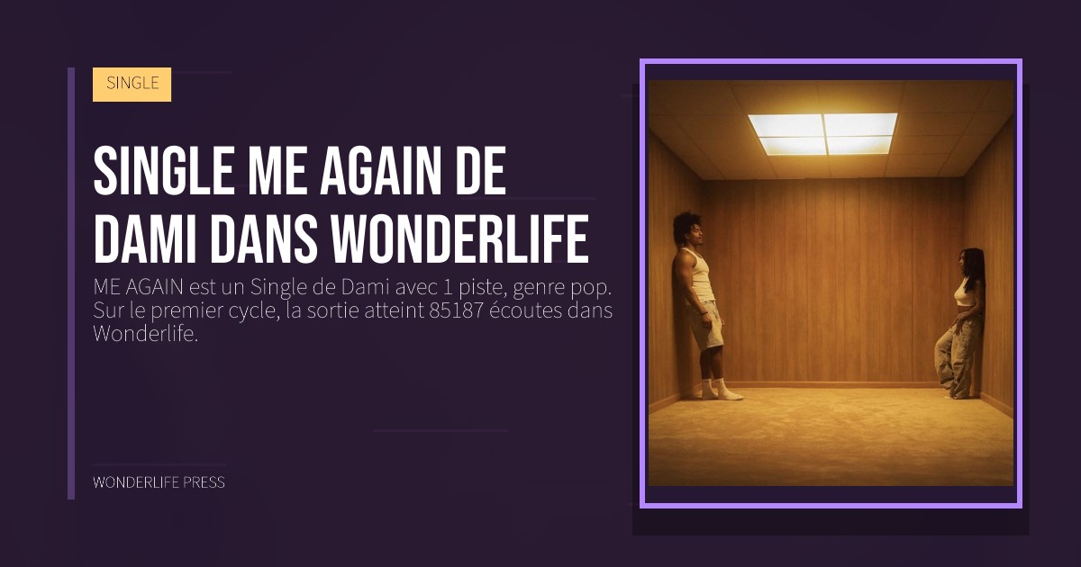 Wonderlife Press: Single ME AGAIN de Dami dans Wonderlife. pochette de la sortie. SINGLE.