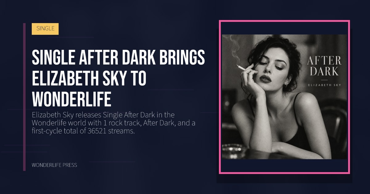Wonderlife Press: Single After Dark brings Elizabeth Sky to Wonderlife. release artwork. SINGLE.