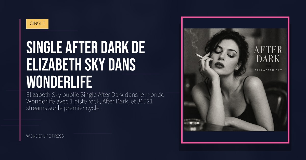 Wonderlife Press: Single After Dark de Elizabeth Sky dans Wonderlife. pochette de la sortie. SINGLE.