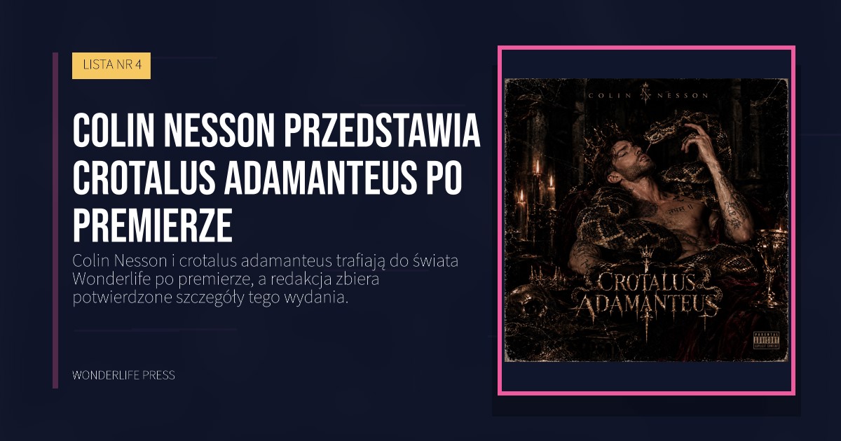 Wonderlife Press: Colin Nesson przedstawia crotalus adamanteus po premierze. okładka wydawnictwa. LISTA NR 4.