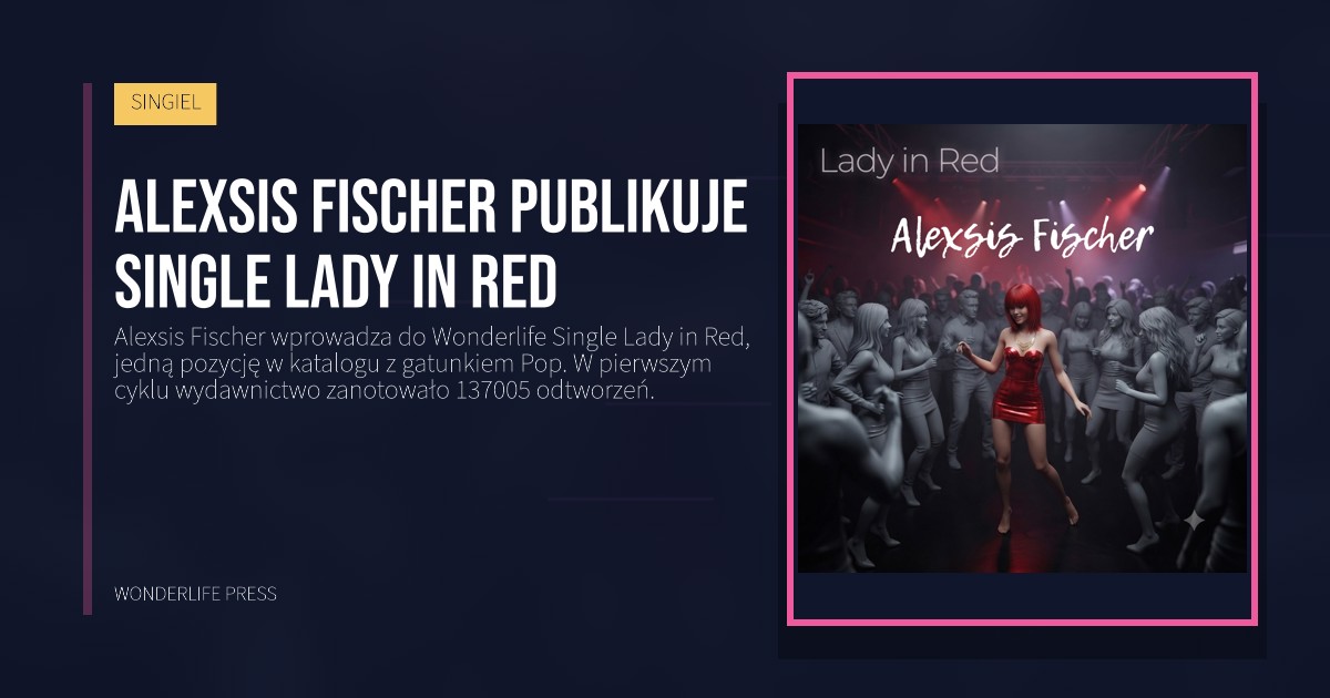 Wonderlife Press: Alexsis Fischer publikuje Single Lady in Red. okładka wydawnictwa. SINGIEL.
