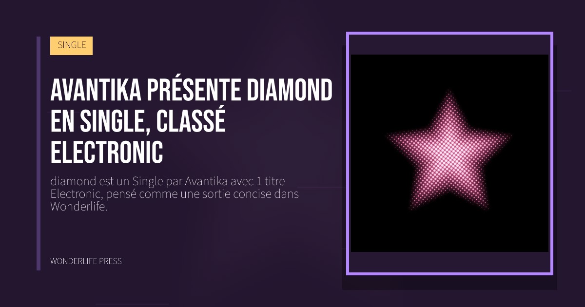 Wonderlife Press: Avantika présente diamond en Single, classé Electronic. pochette de la sortie. SINGLE.