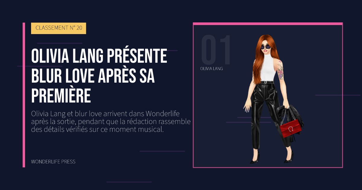 Wonderlife Press: Olivia Lang présente blur love après sa première. portrait des artistes. CLASSEMENT N° 20.