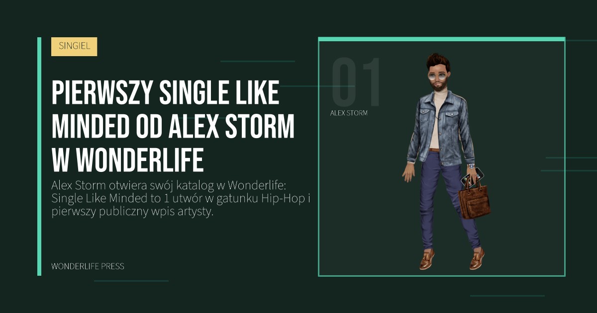 Wonderlife Press: Pierwszy single Like Minded od Alex Storm w Wonderlife. portret artystów. SINGIEL.