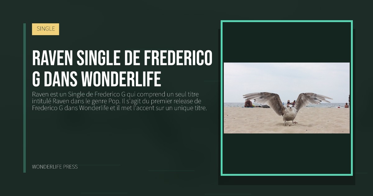 Wonderlife Press: Raven single de Frederico G dans Wonderlife. pochette de la sortie. SINGLE.