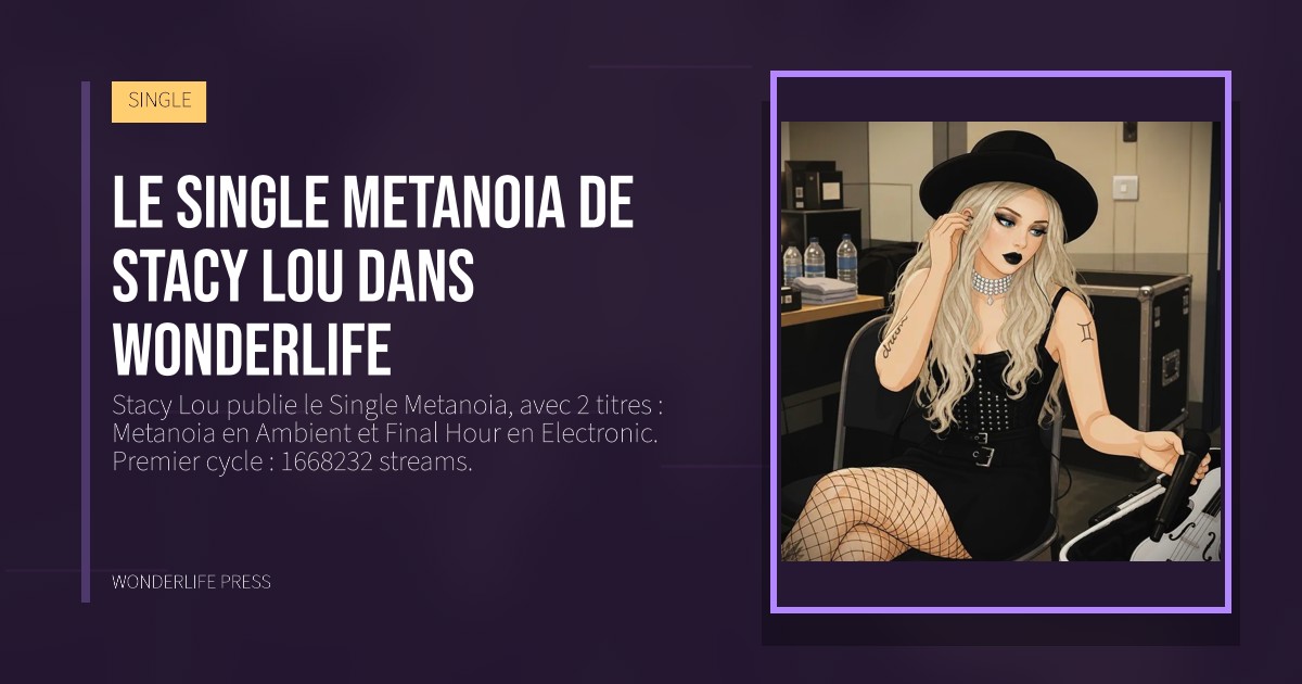 Wonderlife Press: Le Single Metanoia de Stacy Lou dans Wonderlife. pochette de la sortie. SINGLE.