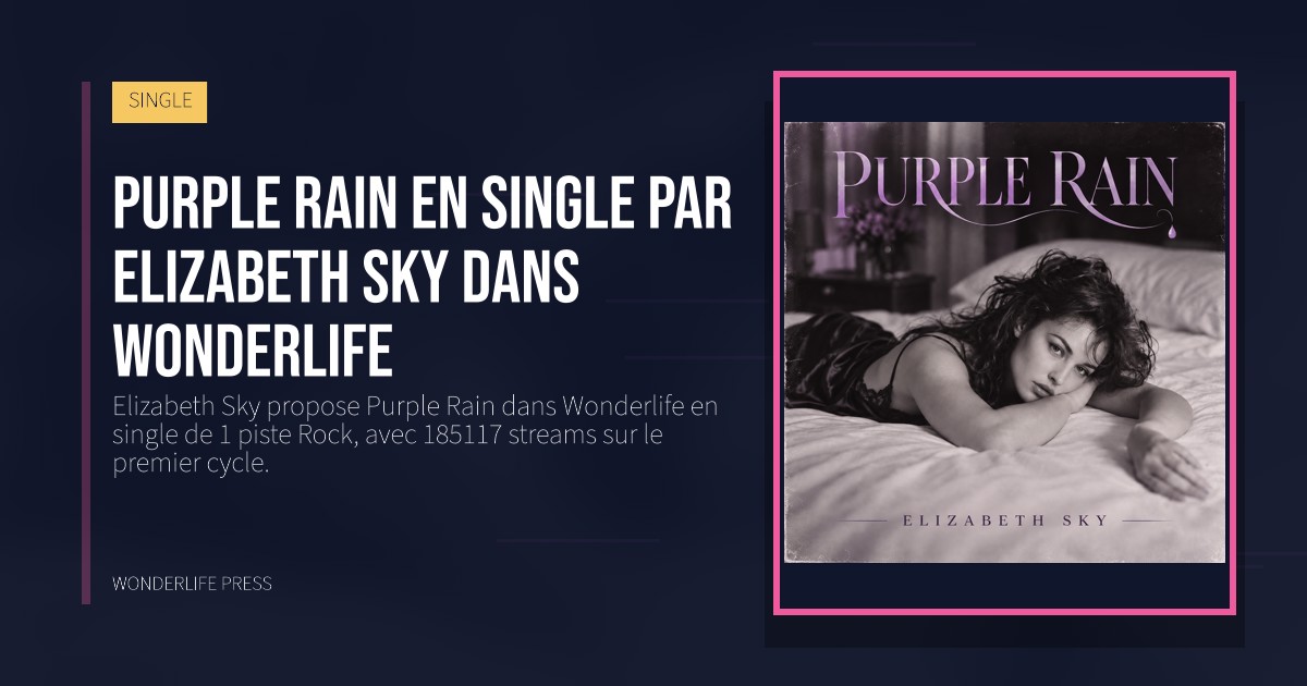 Wonderlife Press: Purple Rain en single par Elizabeth Sky dans Wonderlife. pochette de la sortie. SINGLE.