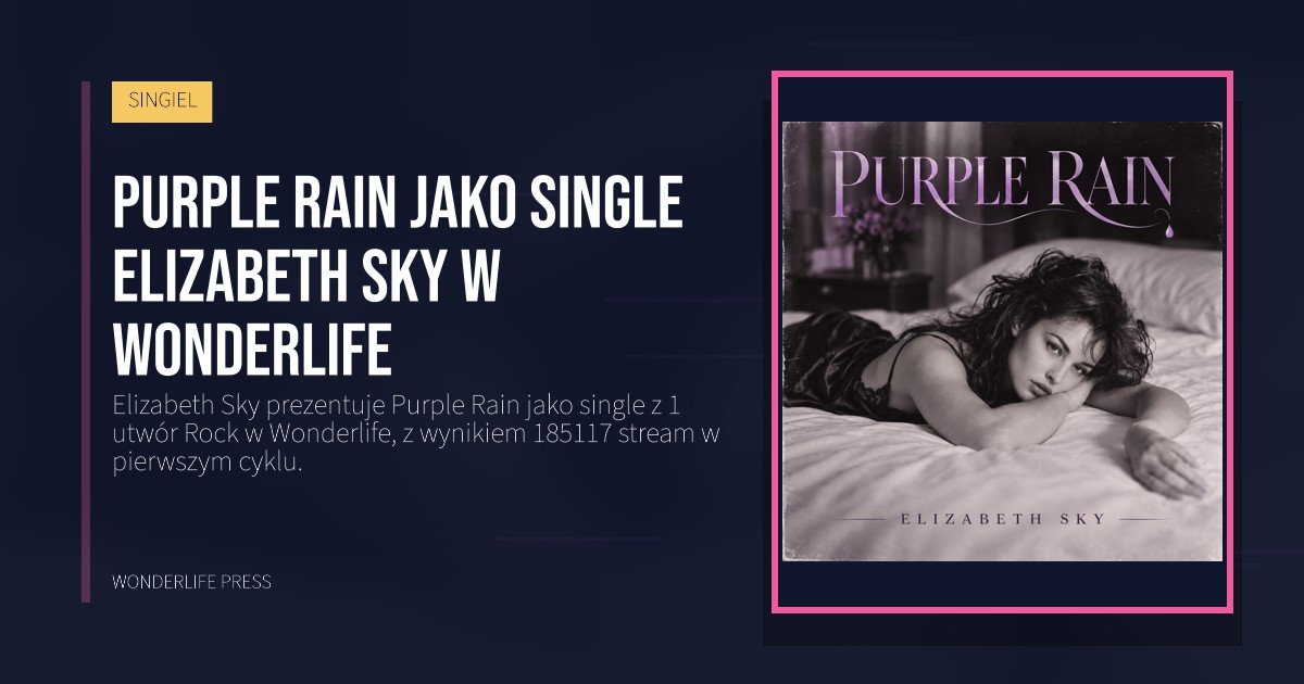 Wonderlife Press: Purple Rain jako single Elizabeth Sky w Wonderlife. okładka wydawnictwa. SINGIEL.