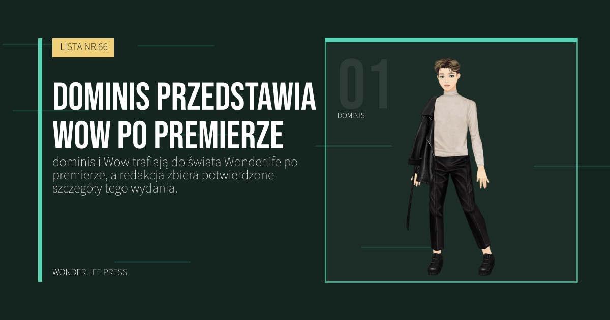 Wonderlife Press: dominis przedstawia Wow po premierze. portret artystów. LISTA NR 66.