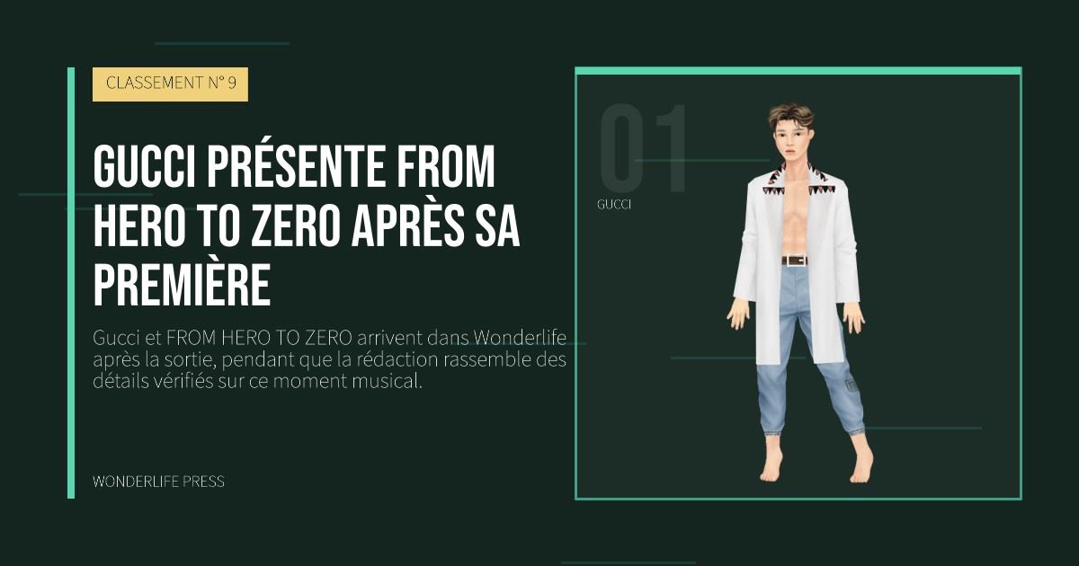 Wonderlife Press: Gucci présente FROM HERO TO ZERO après sa première. portrait des artistes. CLASSEMENT N° 9.