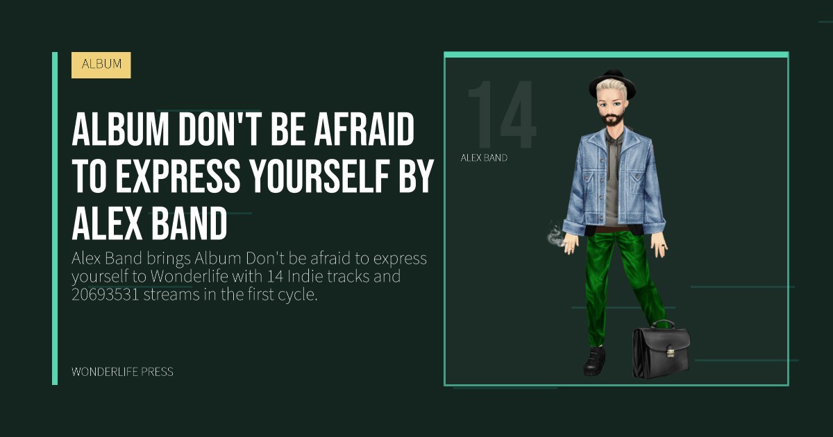 Wonderlife Press: Album Don't be afraid to express yourself by Alex Band. artist portrait. ALBUM.