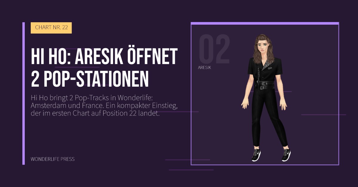 Wonderlife Press: Hi Ho: Aresik öffnet 2 pop-stationen. Künstlerporträt. CHART NR. 22.