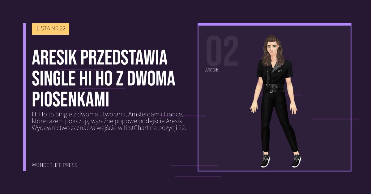 Wonderlife Press: Aresik przedstawia Single Hi Ho z dwoma piosenkami. portret artystów. LISTA NR 22.