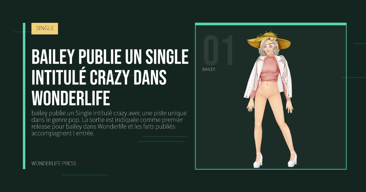 Wonderlife Press: bailey publie un Single intitulé crazy dans Wonderlife. portrait des artistes. SINGLE.