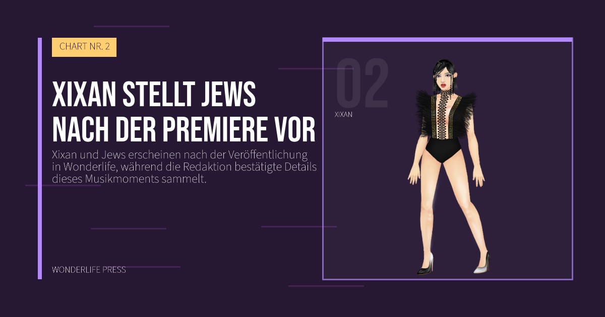 Wonderlife Press: Xixan stellt Jews nach der Premiere vor. Künstlerporträt. CHART NR. 2.