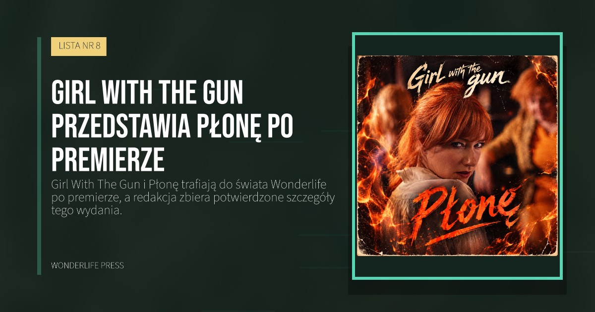 Wonderlife Press: Girl With The Gun przedstawia Płonę po premierze. okładka wydawnictwa. LISTA NR 8.