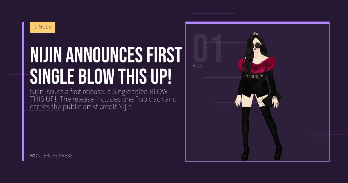 Wonderlife Press: Nijin announces first Single BLOW THIS UP!. artist portrait. SINGLE.