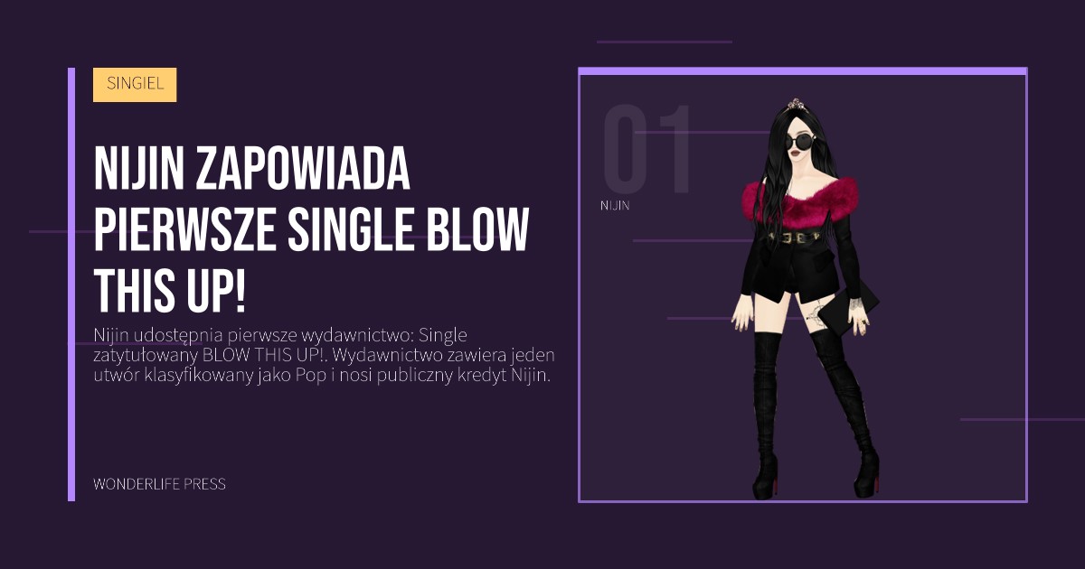 Wonderlife Press: Nijin zapowiada pierwsze Single BLOW THIS UP!. portret artystów. SINGIEL.