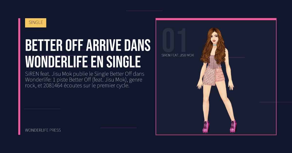 Wonderlife Press: Better Off arrive dans Wonderlife en single. portrait des artistes. SINGLE.