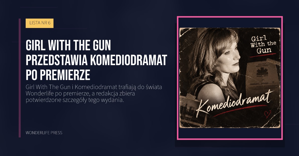Wonderlife Press: Girl With The Gun przedstawia Komediodramat po premierze. okładka wydawnictwa. LISTA NR 6.