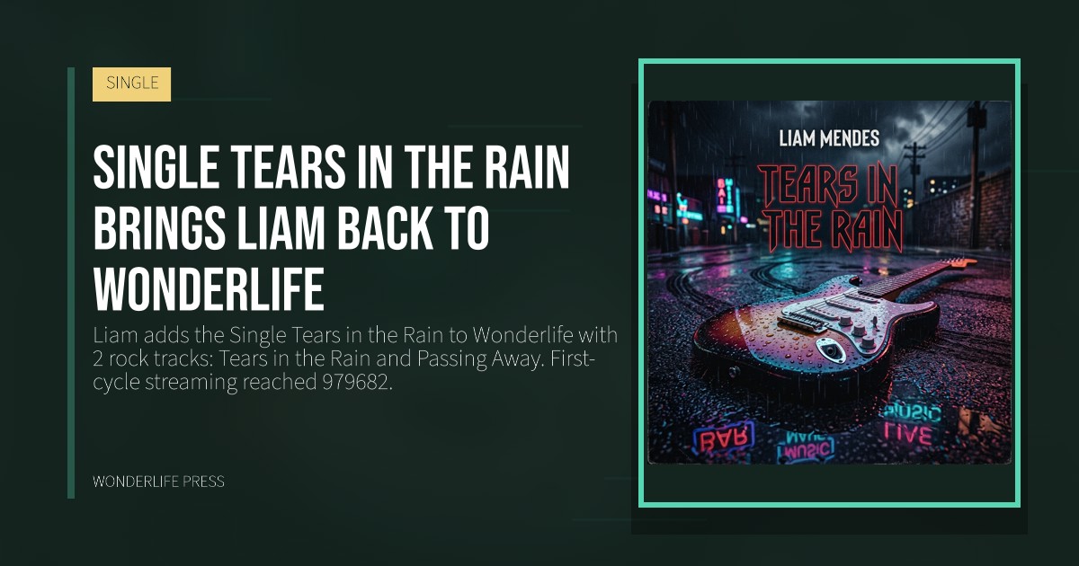 Wonderlife Press: Single Tears in the Rain brings Liam back to Wonderlife. release artwork. SINGLE.