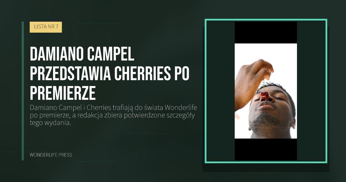 Wonderlife Press: Damiano Campel przedstawia Cherries po premierze. okładka wydawnictwa. LISTA NR 7.