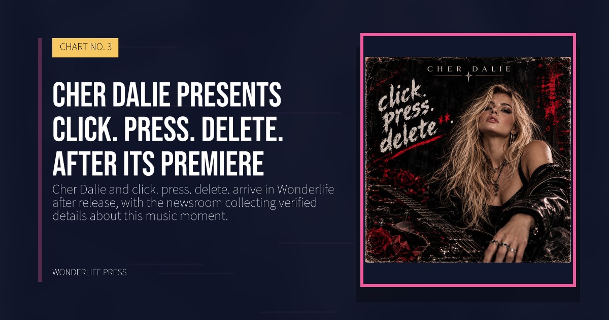 Wonderlife Press: Cher Dalie presents click. press. delete. after its premiere. release artwork. CHART NO. 3.