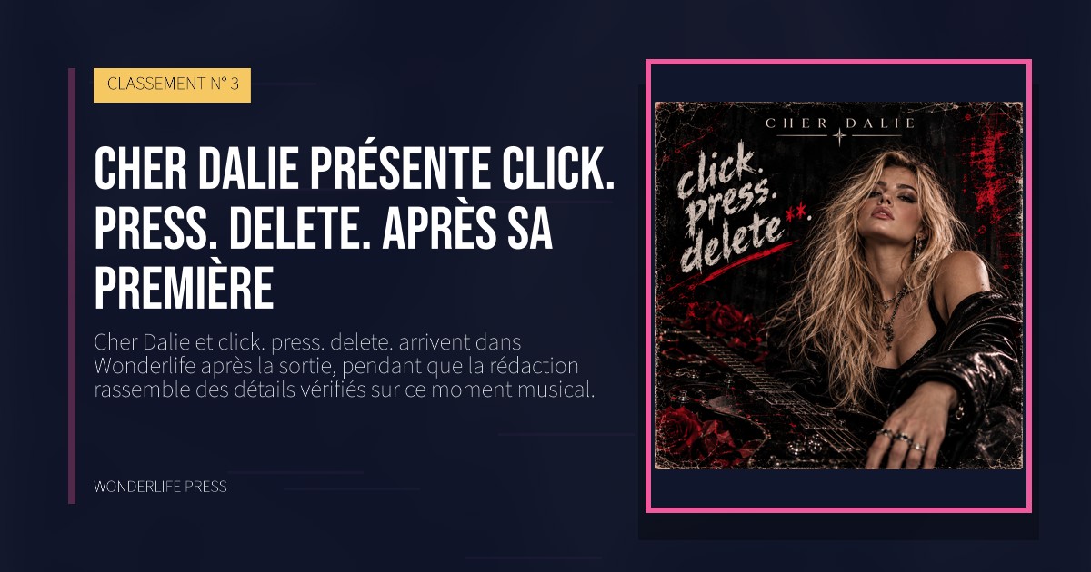 Wonderlife Press: Cher Dalie présente click. press. delete. après sa première. pochette de la sortie. CLASSEMENT N° 3.