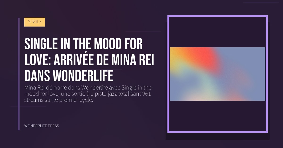 Wonderlife Press: Single in the mood for love: arrivée de Mina Rei dans Wonderlife. pochette de la sortie. SINGLE.