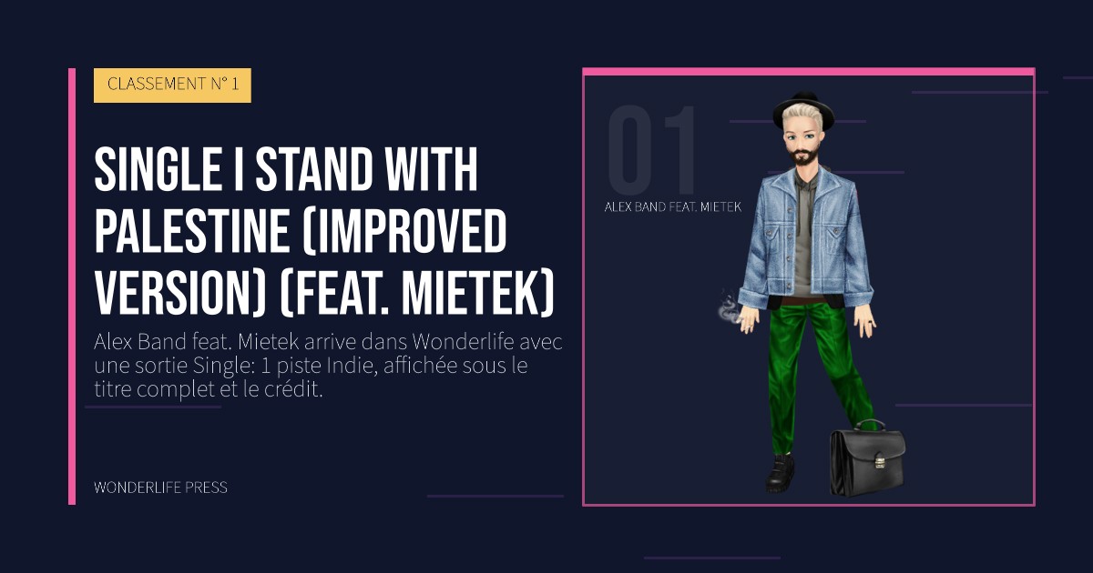 Wonderlife Press: Single I stand with Palestine (improved version) (feat. Mietek). portrait des artistes. CLASSEMENT N° 1.