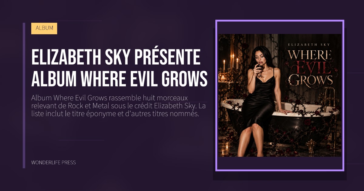 Wonderlife Press: Elizabeth Sky présente Album Where Evil Grows. pochette de la sortie. ALBUM.
