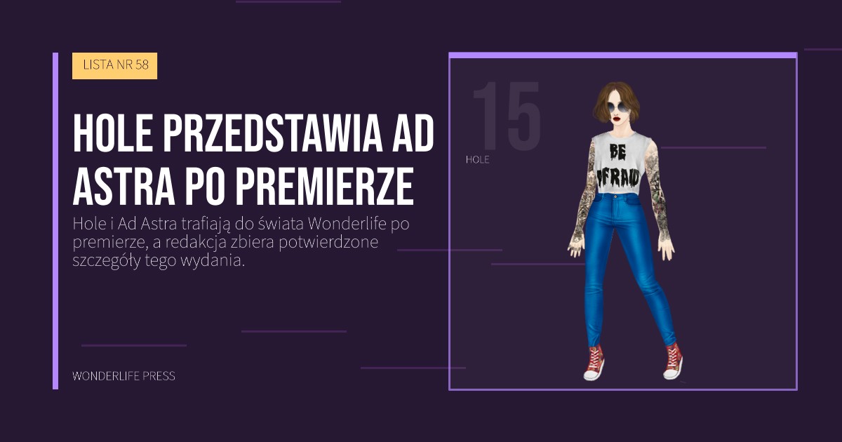 Wonderlife Press: Hole przedstawia Ad Astra po premierze. portret artystów. LISTA NR 58.