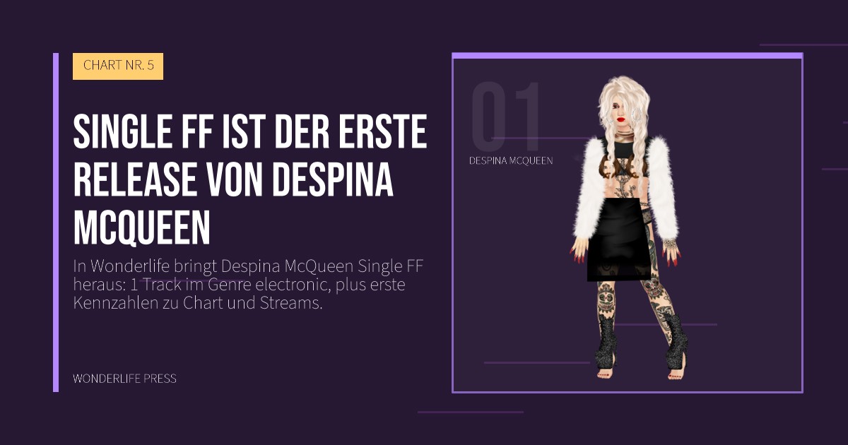 Wonderlife Press: Single FF ist der erste release von Despina McQueen. Künstlerporträt. CHART NR. 5.
