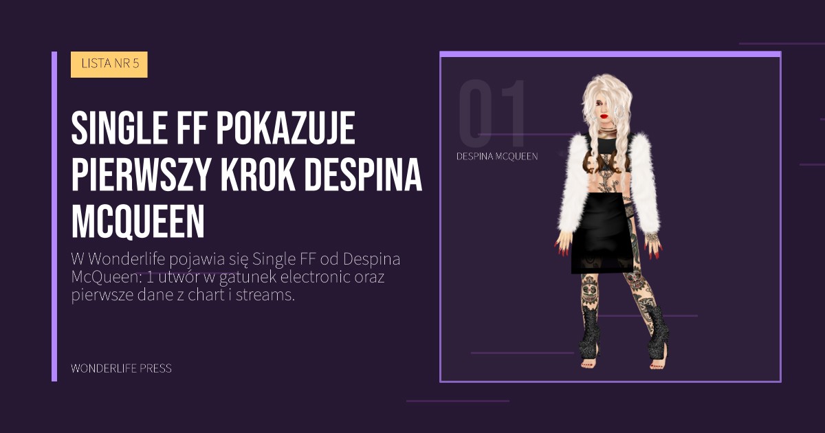Wonderlife Press: Single FF pokazuje pierwszy krok Despina McQueen. portret artystów. LISTA NR 5.