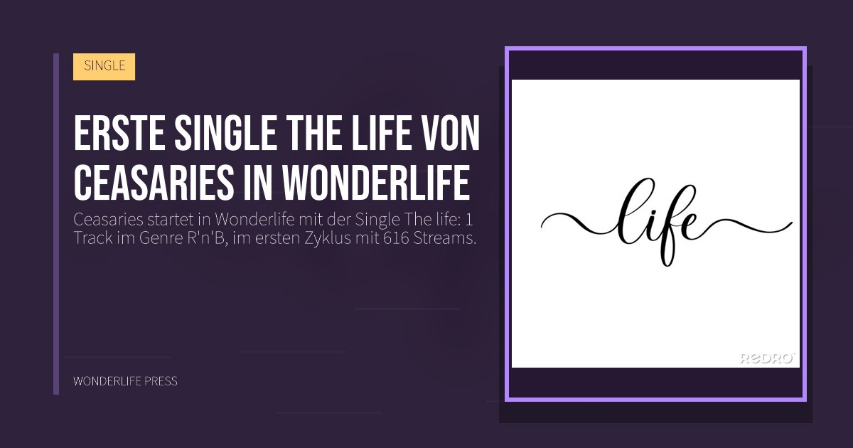 Wonderlife Press: Erste Single The life von Ceasaries in Wonderlife. Veröffentlichungscover. SINGLE.