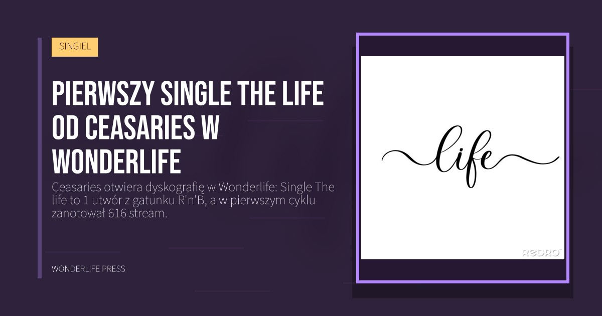 Wonderlife Press: Pierwszy Single The life od Ceasaries w Wonderlife. okładka wydawnictwa. SINGIEL.