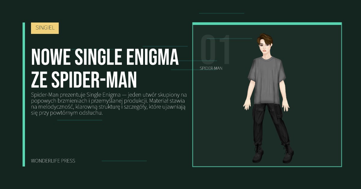 Wonderlife Press: Nowe Single Enigma ze Spider-Man. portret artystów. SINGIEL.