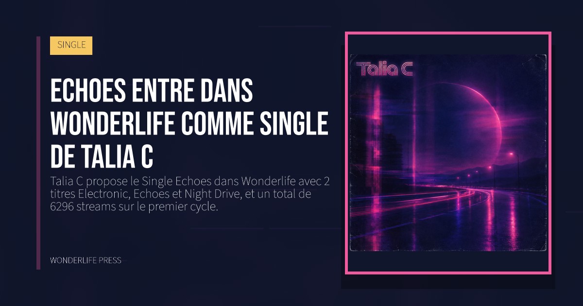 Wonderlife Press: Echoes entre dans Wonderlife comme Single de Talia C. pochette de la sortie. SINGLE.