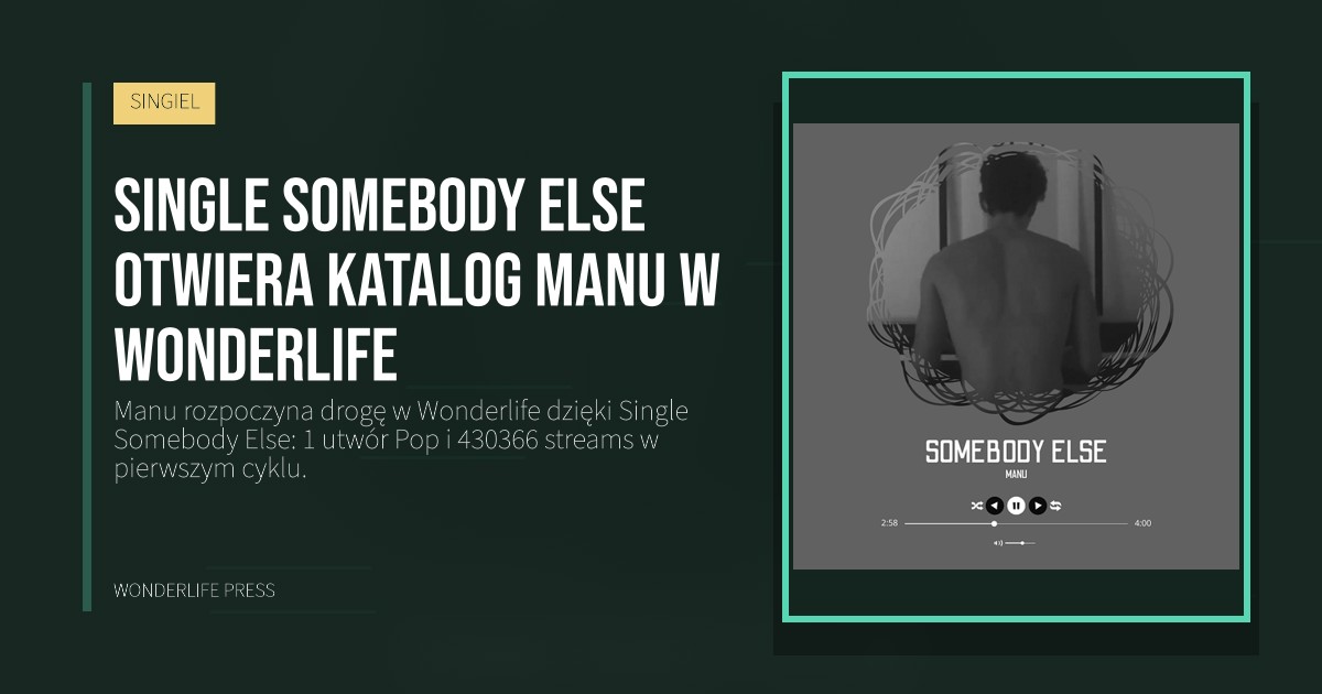 Wonderlife Press: Single Somebody Else otwiera katalog Manu w Wonderlife. okładka wydawnictwa. SINGIEL.