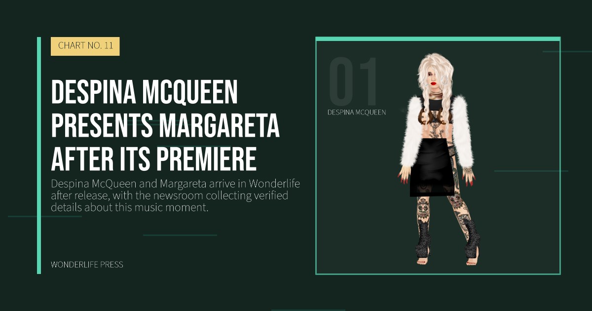 Wonderlife Press: Despina McQueen presents Margareta after its premiere. artist portrait. CHART NO. 11.