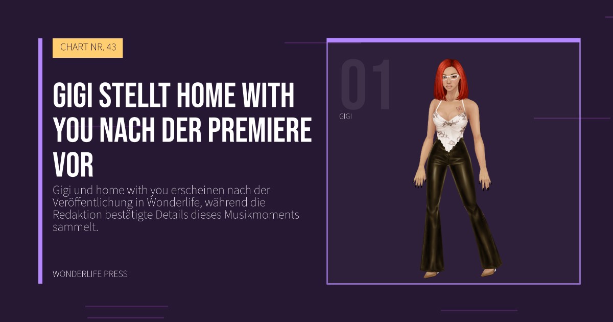 Wonderlife Press: Gigi stellt home with you nach der Premiere vor. Künstlerporträt. CHART NR. 43.