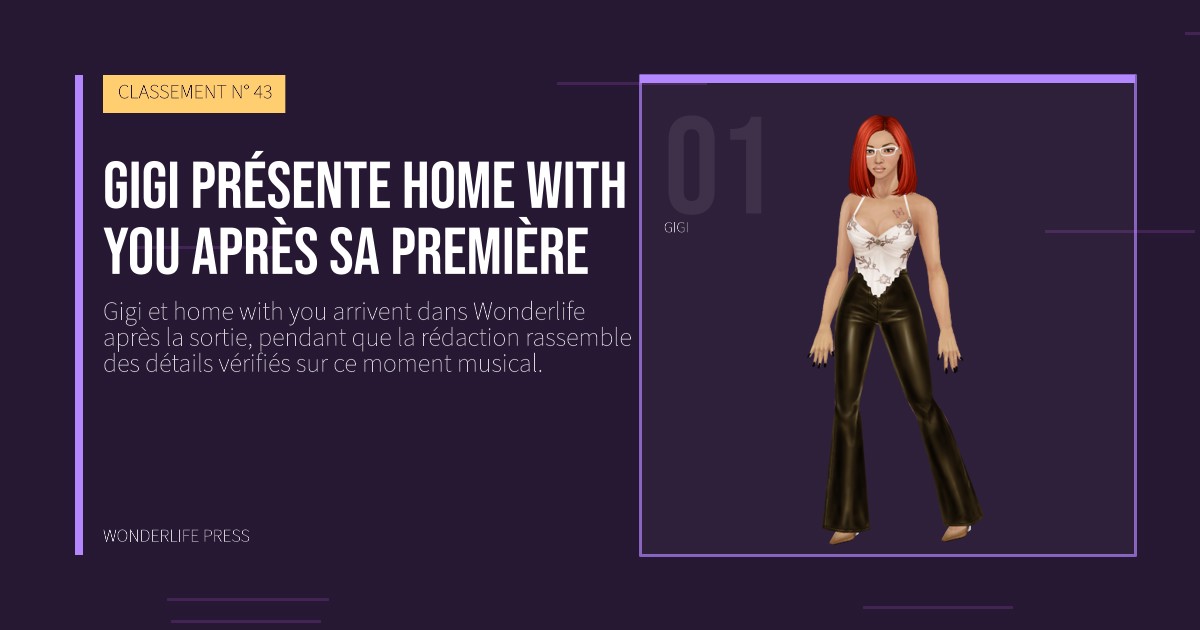 Wonderlife Press: Gigi présente home with you après sa première. portrait des artistes. CLASSEMENT N° 43.
