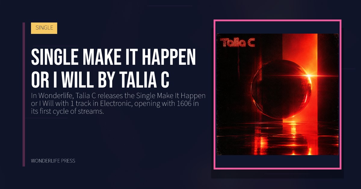 Wonderlife Press: Single Make It Happen or I Will by Talia C. release artwork. SINGLE.