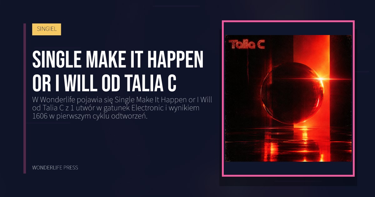 Wonderlife Press: Single Make It Happen or I Will od Talia C. okładka wydawnictwa. SINGIEL.