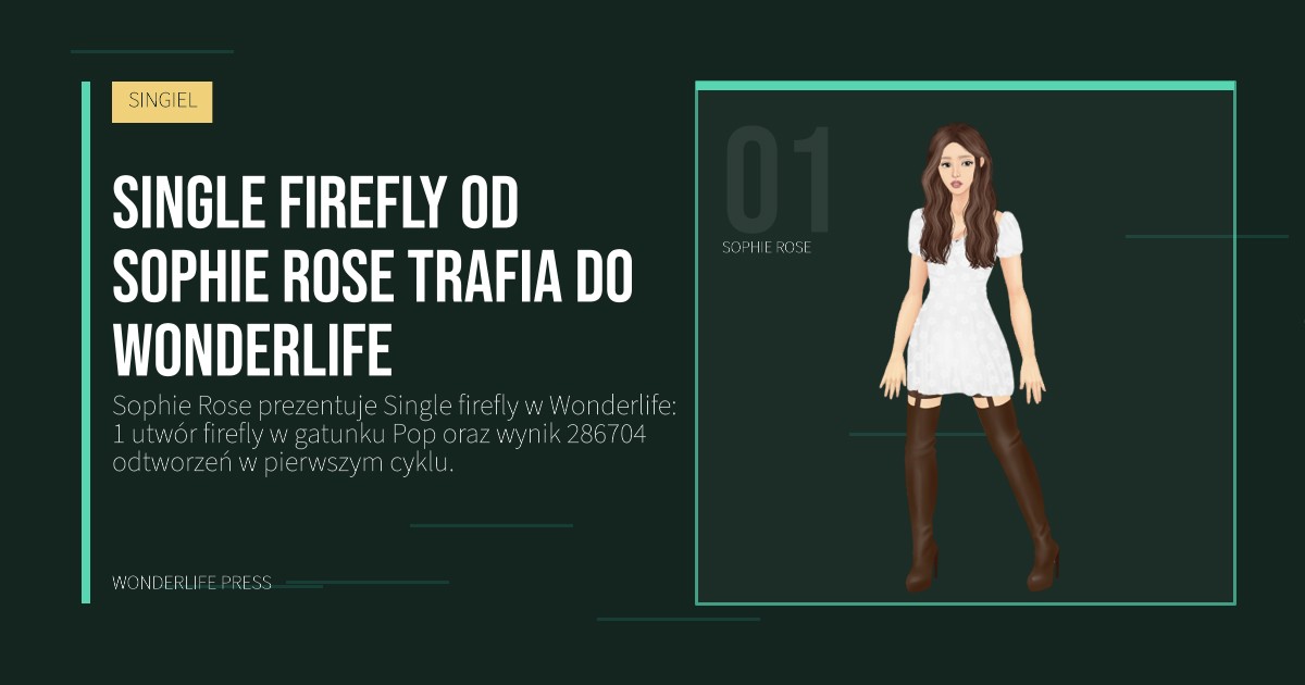 Wonderlife Press: Single firefly od Sophie Rose trafia do Wonderlife. portret artystów. SINGIEL.