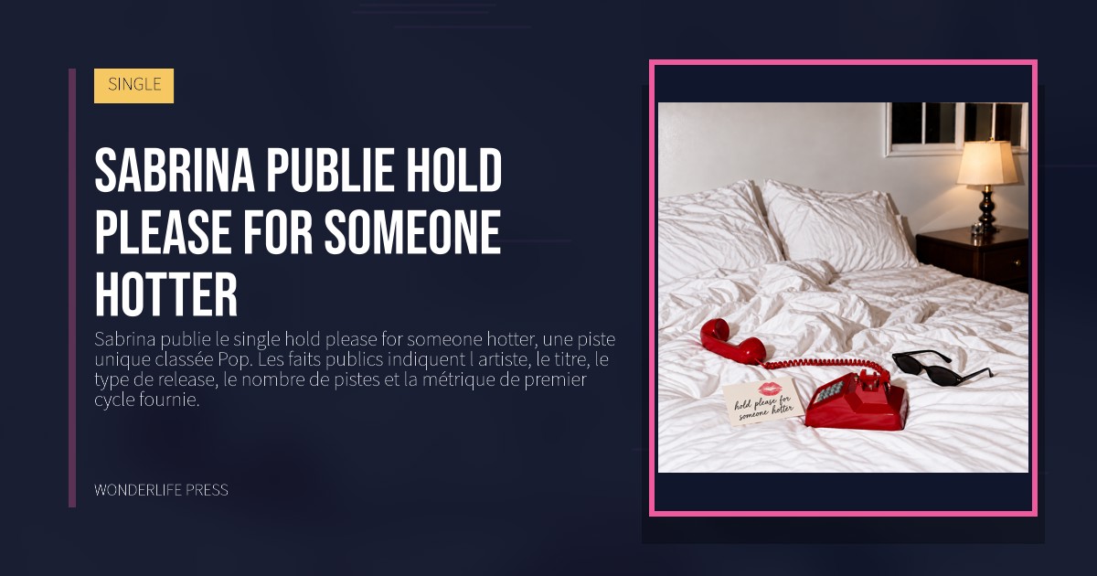 Wonderlife Press: Sabrina publie hold please for someone hotter. pochette de la sortie. SINGLE.