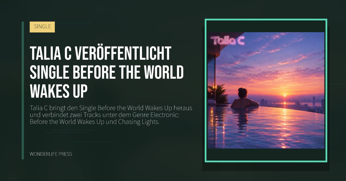 Wonderlife Press: Talia C veröffentlicht single Before the World Wakes Up. Veröffentlichungscover. SINGLE.