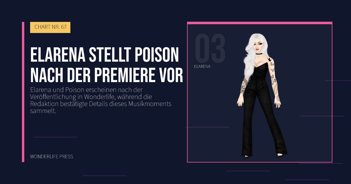 Wonderlife Press: Elarena stellt Poison nach der Premiere vor. Künstlerporträt. CHART NR. 67.