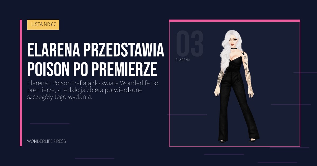 Wonderlife Press: Elarena przedstawia Poison po premierze. portret artystów. LISTA NR 67.