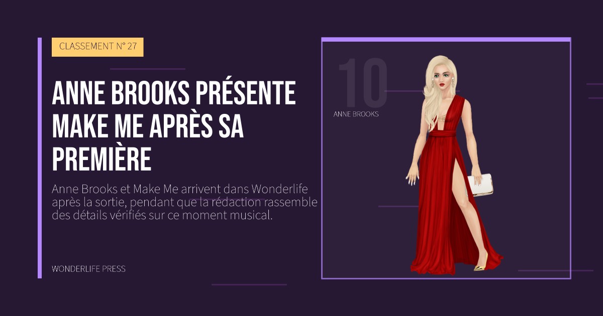 Wonderlife Press: Anne Brooks présente Make Me après sa première. portrait des artistes. CLASSEMENT N° 27.